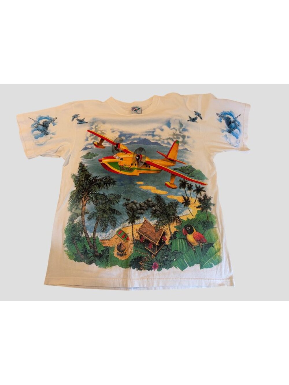 Vintage 90s Caribbean Soul Jimmy Buffett Jamaica Mistaica Airplane T Shirt L USA